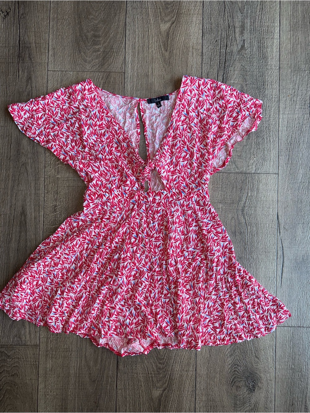 Lulu's Red & White Floral Tie-Front Romper